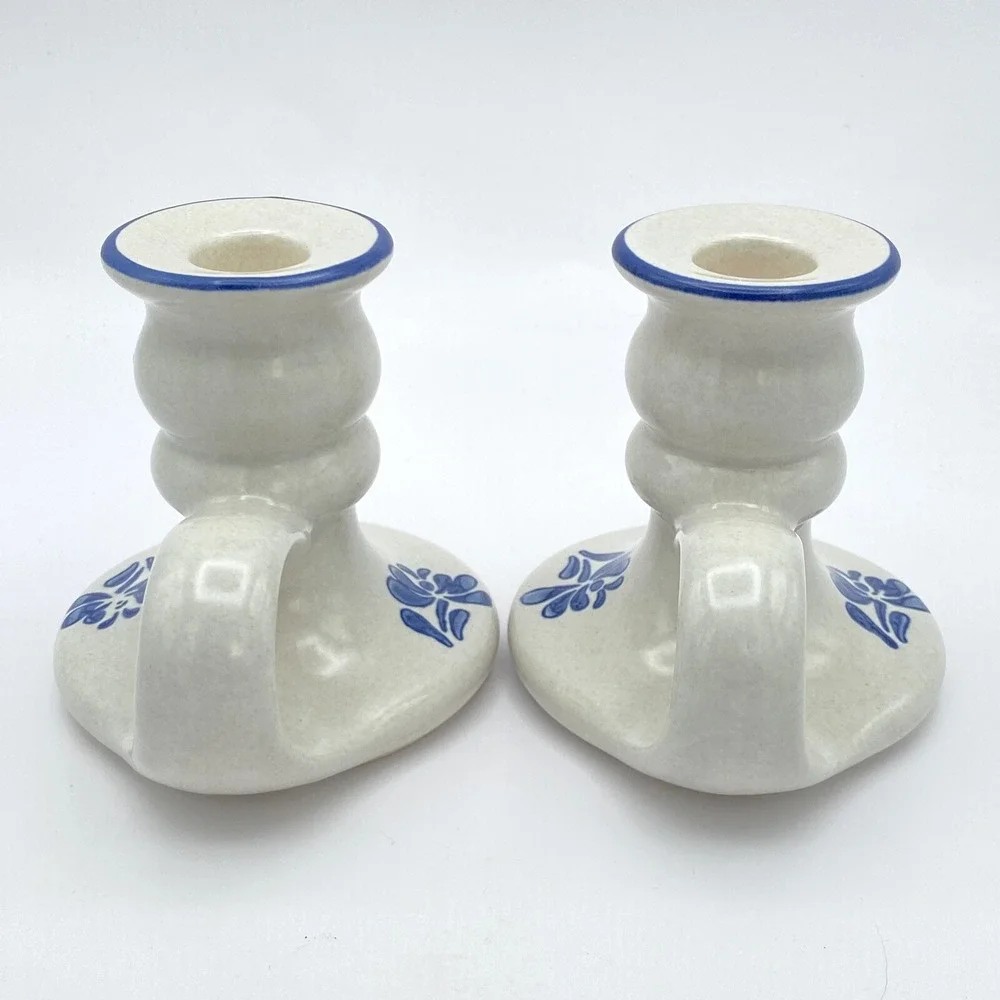 Pfaltzgraff Yorktowne 2 Taper Candlestick Holders Handles 3.5